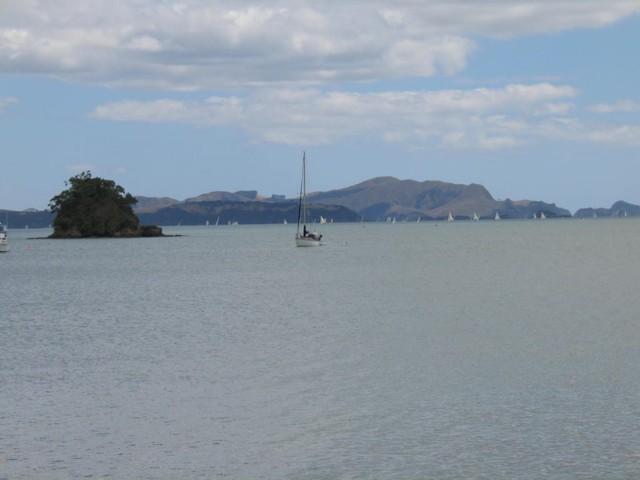 Sailing in the harbour at the Bay of Islands. Far North, North Island, New Zealand