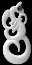 Maori Bone Carving of a Manaia - Maori mythical being with a birds head and human body.