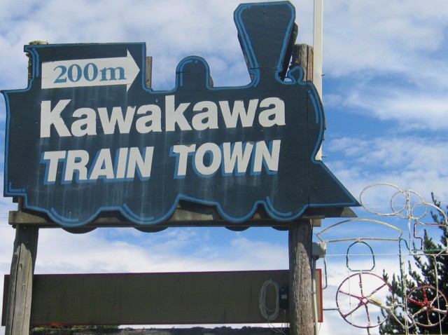 Kawakawa train sign. Far North, North Island, New Zealand