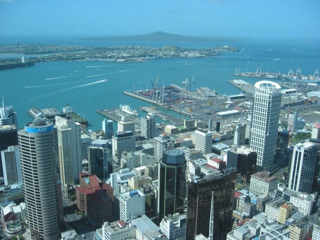 Rangitoto Island and Waitemata Harbour viewed from Auckland City